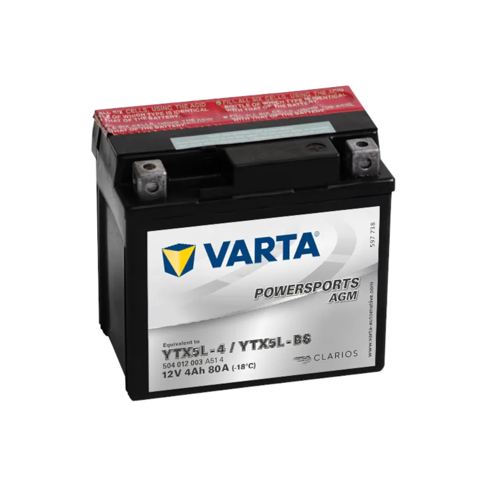 BATTERIA MOTO 4 AH 80A YTX5L-4  YTX5L-BS