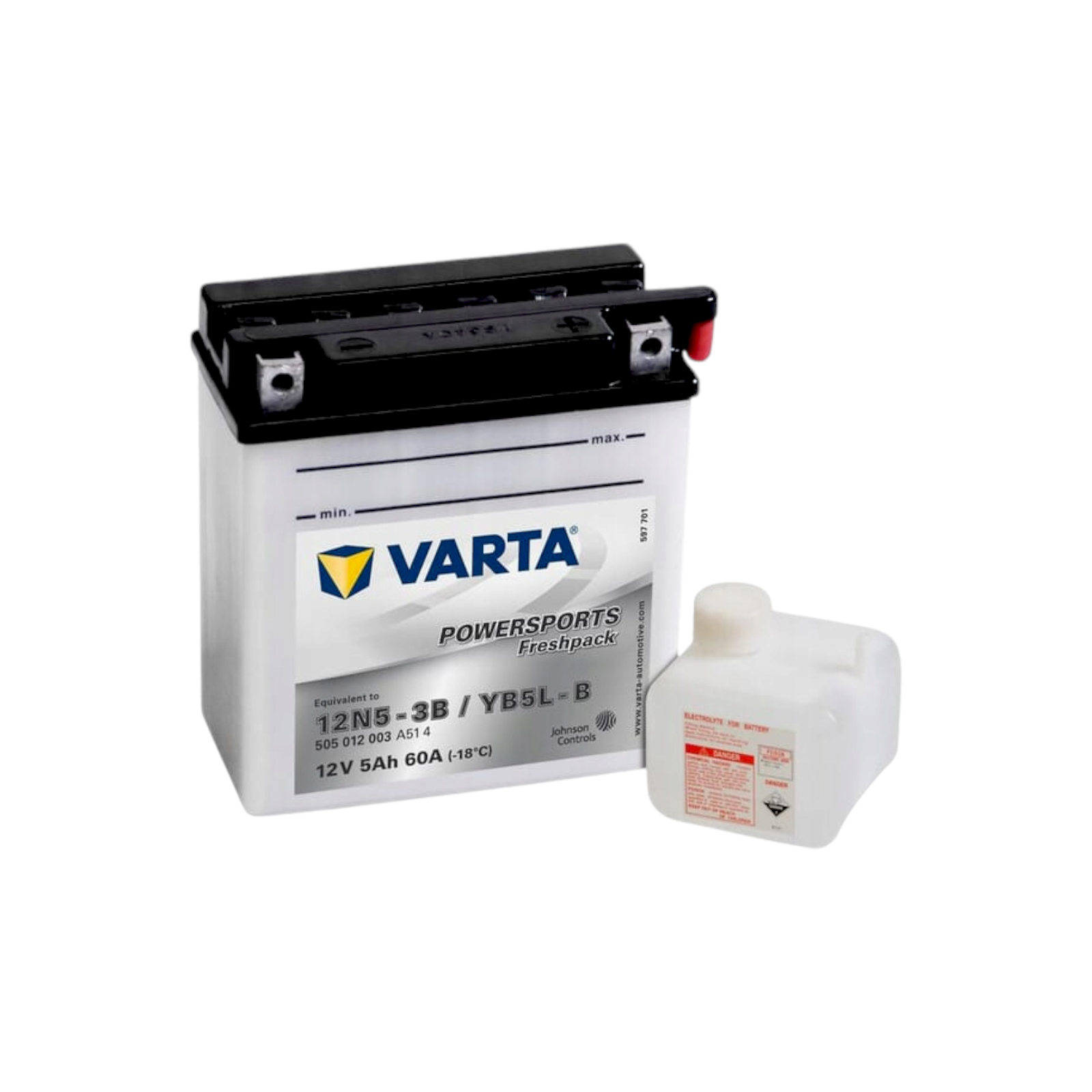 BATTERIA MOTO 12V 5 Ah 60A 12N5-3B YB5L-B